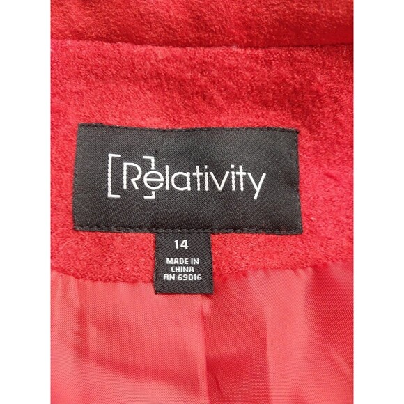 Vintage Relativity Wool Blend Jacket Sz 14 Red Full Zip 90's Y2K Minimal Grunge - Picture 6 of 8